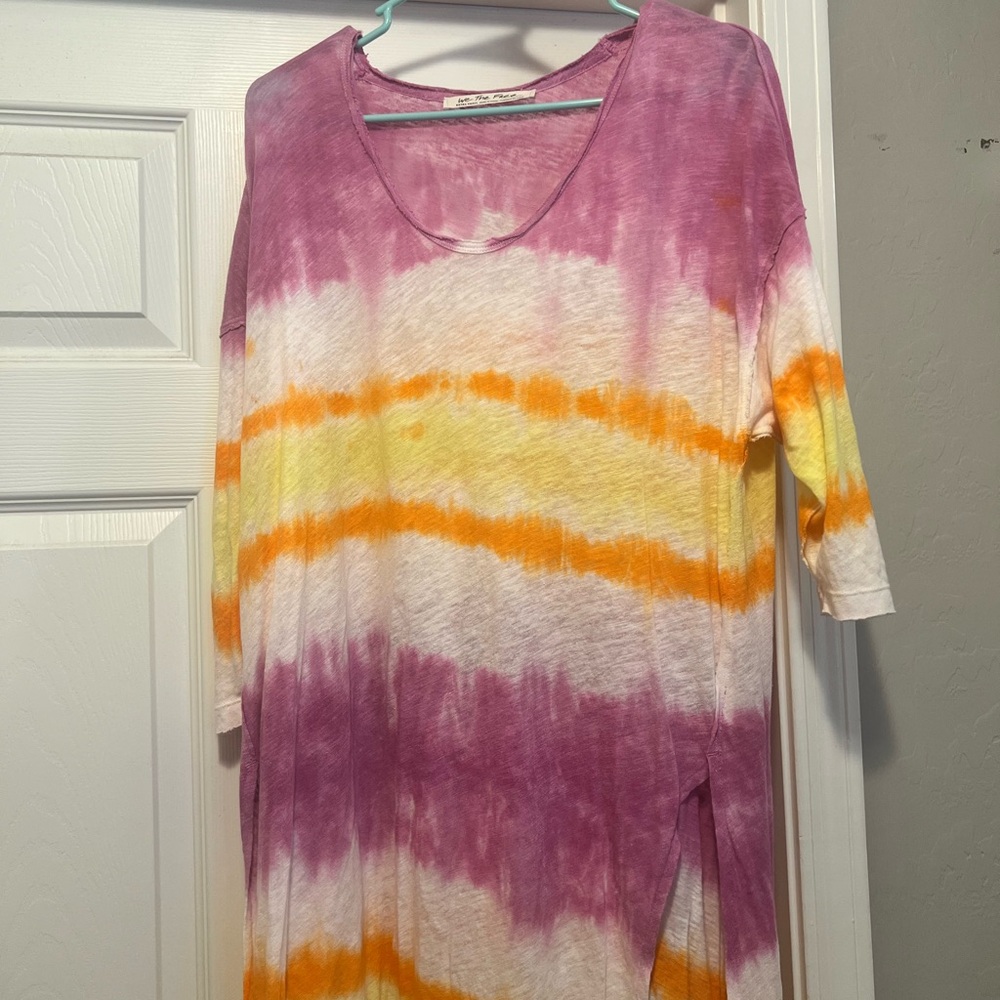 Tie-Dye Women's Top - Purple, Yellow, Orange